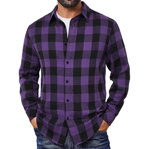 COOFANDY Mens Flannel Shirts Long Sleeve Plaid Button Down Shirts Casual(Purple)