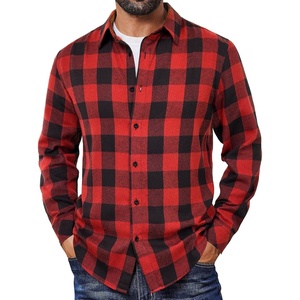 COOFANDY Mens Flannel Shirts Long Sleeve Plaid Button Down Shirts Casual(Red Checkered)