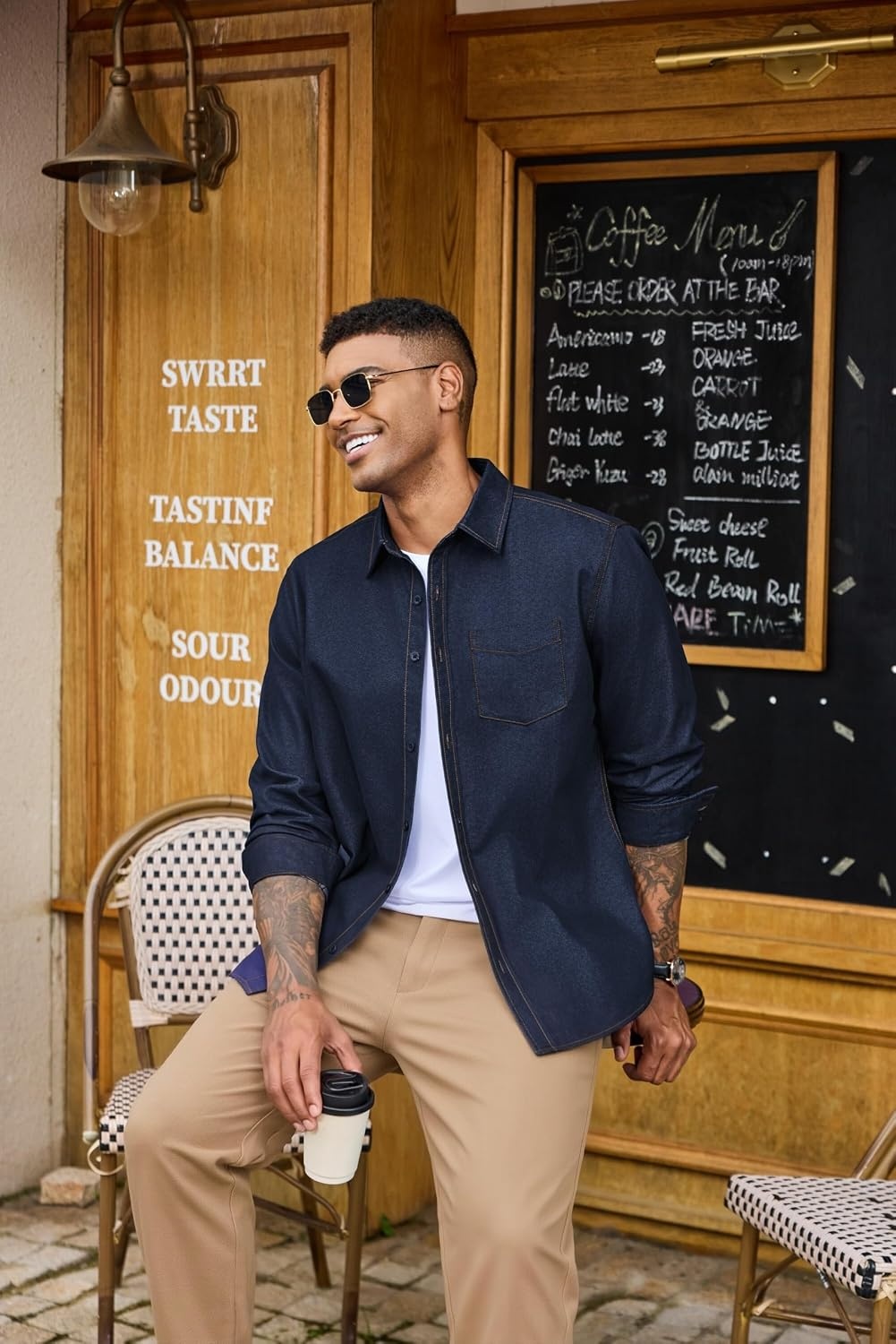 image:imageCOOFANDY Mens Heavyweight Denim Shirt Long Sleeve Button Down Jean JacketDark Indigo