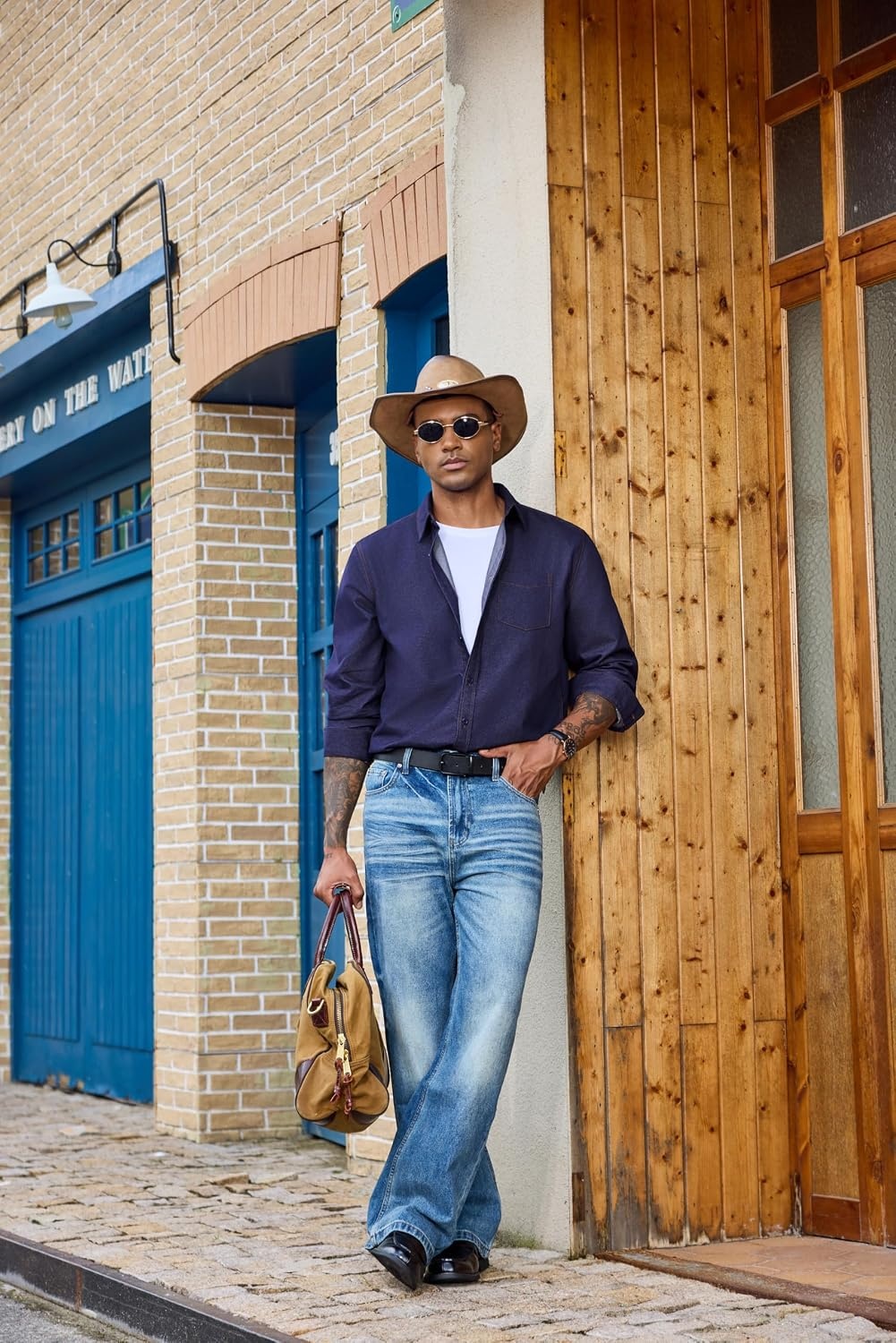 image:imageCOOFANDY Mens Heavyweight Denim Shirt Long Sleeve Button Down Jean JacketRaw Denim