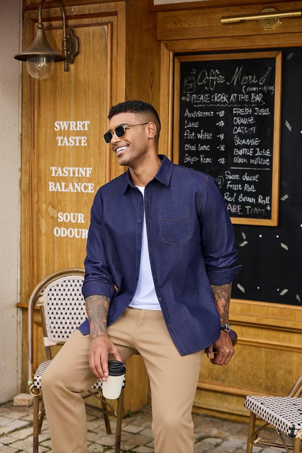 image:imageCOOFANDY Mens Heavyweight Denim Shirt Long Sleeve Button Down Jean JacketRaw Denim