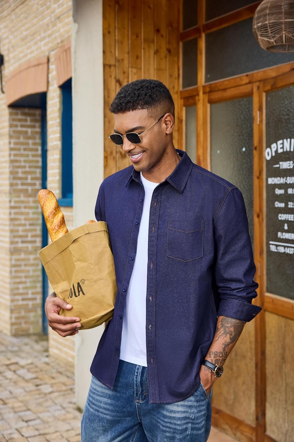 image:imageCOOFANDY Mens Heavyweight Denim Shirt Long Sleeve Button Down Jean JacketRaw Denim