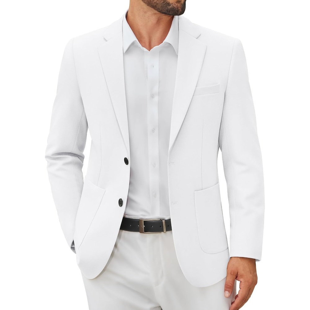image:imageCOOFANDY Mens Casual Blazer Jacket Slim Fit Two Button Suit JacketsWhite