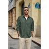 COOFANDY Mens Heavyweight Denim Shirt Long Sleeve Button Down Jean Jacket(Army Green)