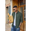 COOFANDY Mens Heavyweight Denim Shirt Long Sleeve Button Down Jean Jacket(Army Green)