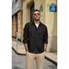 COOFANDY Mens Heavyweight Denim Shirt Long Sleeve Button Down Jean Jacket(Black)