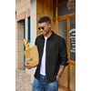 COOFANDY Mens Heavyweight Denim Shirt Long Sleeve Button Down Jean Jacket(Black)
