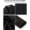 COOFANDY Mens Heavyweight Denim Shirt Long Sleeve Button Down Jean Jacket(Black)