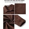 COOFANDY Mens Heavyweight Denim Shirt Long Sleeve Button Down Jean Jacket(Brown)