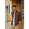 COOFANDY Mens Heavyweight Denim Shirt Long Sleeve Button Down Jean Jacket(Brown)