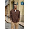 COOFANDY Mens Heavyweight Denim Shirt Long Sleeve Button Down Jean Jacket(Brown)
