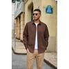 COOFANDY Mens Heavyweight Denim Shirt Long Sleeve Button Down Jean Jacket(Brown)