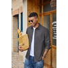 COOFANDY Mens Heavyweight Denim Shirt Long Sleeve Button Down Jean Jacket(Dark Grey)