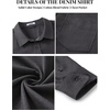 COOFANDY Mens Heavyweight Denim Shirt Long Sleeve Button Down Jean Jacket(Dark Grey)
