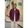 COOFANDY Mens Heavyweight Denim Shirt Long Sleeve Button Down Jean Jacket(Dark Red)