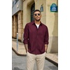 COOFANDY Mens Heavyweight Denim Shirt Long Sleeve Button Down Jean Jacket(Dark Red)
