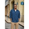COOFANDY Mens Heavyweight Denim Shirt Long Sleeve Button Down Jean Jacket(Medium Blue)