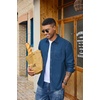 COOFANDY Mens Heavyweight Denim Shirt Long Sleeve Button Down Jean Jacket(Medium Blue)