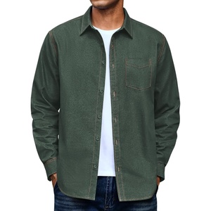 COOFANDY Mens Heavyweight Denim Shirt Long Sleeve Button Down Jean Jacket(Army Green)