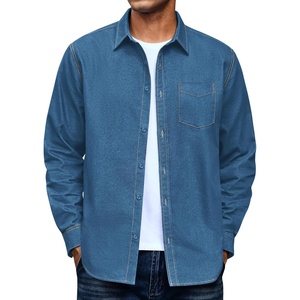 COOFANDY Mens Heavyweight Denim Shirt Long Sleeve Button Down Jean Jacket(Slate Blue)