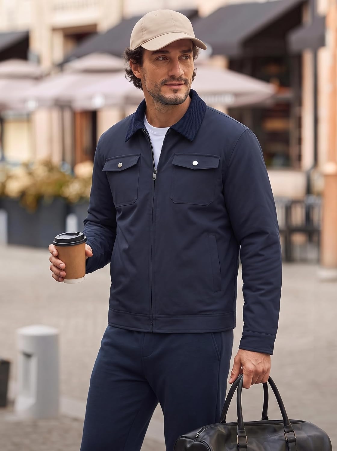 image:imageCOOFANDY Mens Casual Work Jacket Quilted Lined Jackets Fall Winter CoatNavy Blue