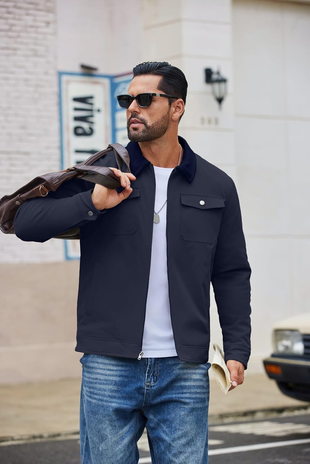 image:imageCOOFANDY Mens Casual Work Jacket Quilted Lined Jackets Fall Winter CoatNavy Blue