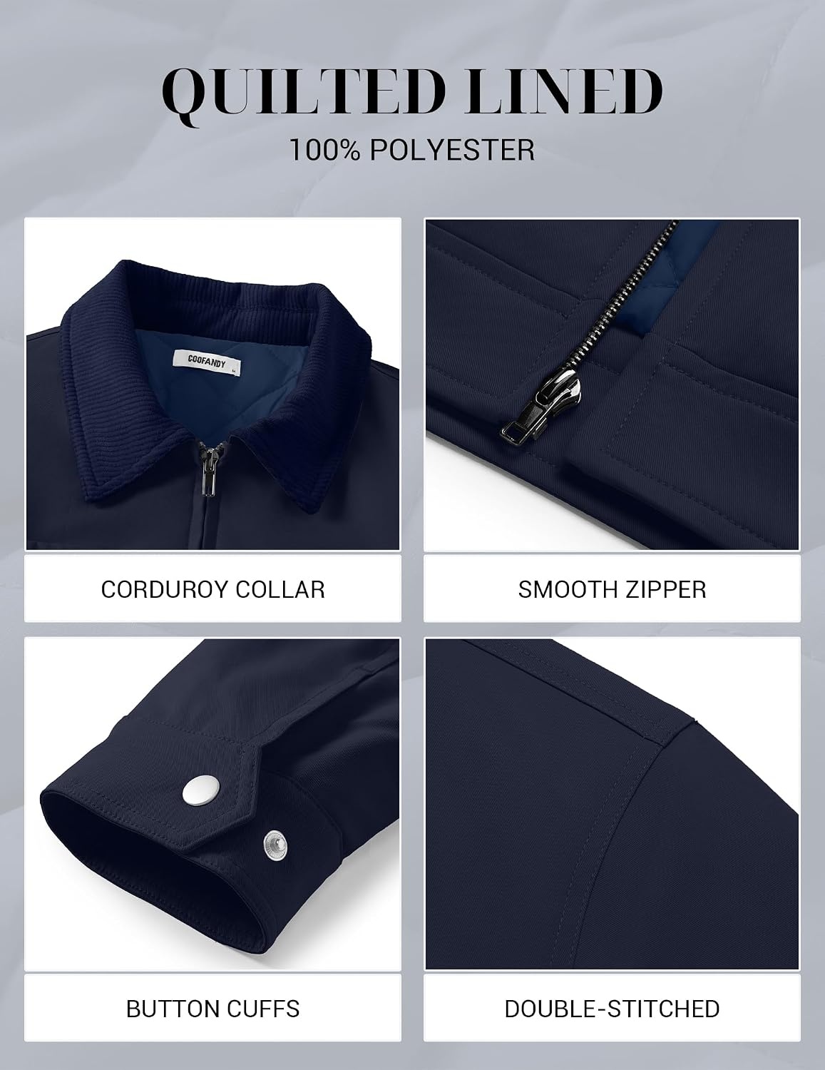 image:imageCOOFANDY Mens Casual Work Jacket Quilted Lined Jackets Fall Winter CoatNavy Blue