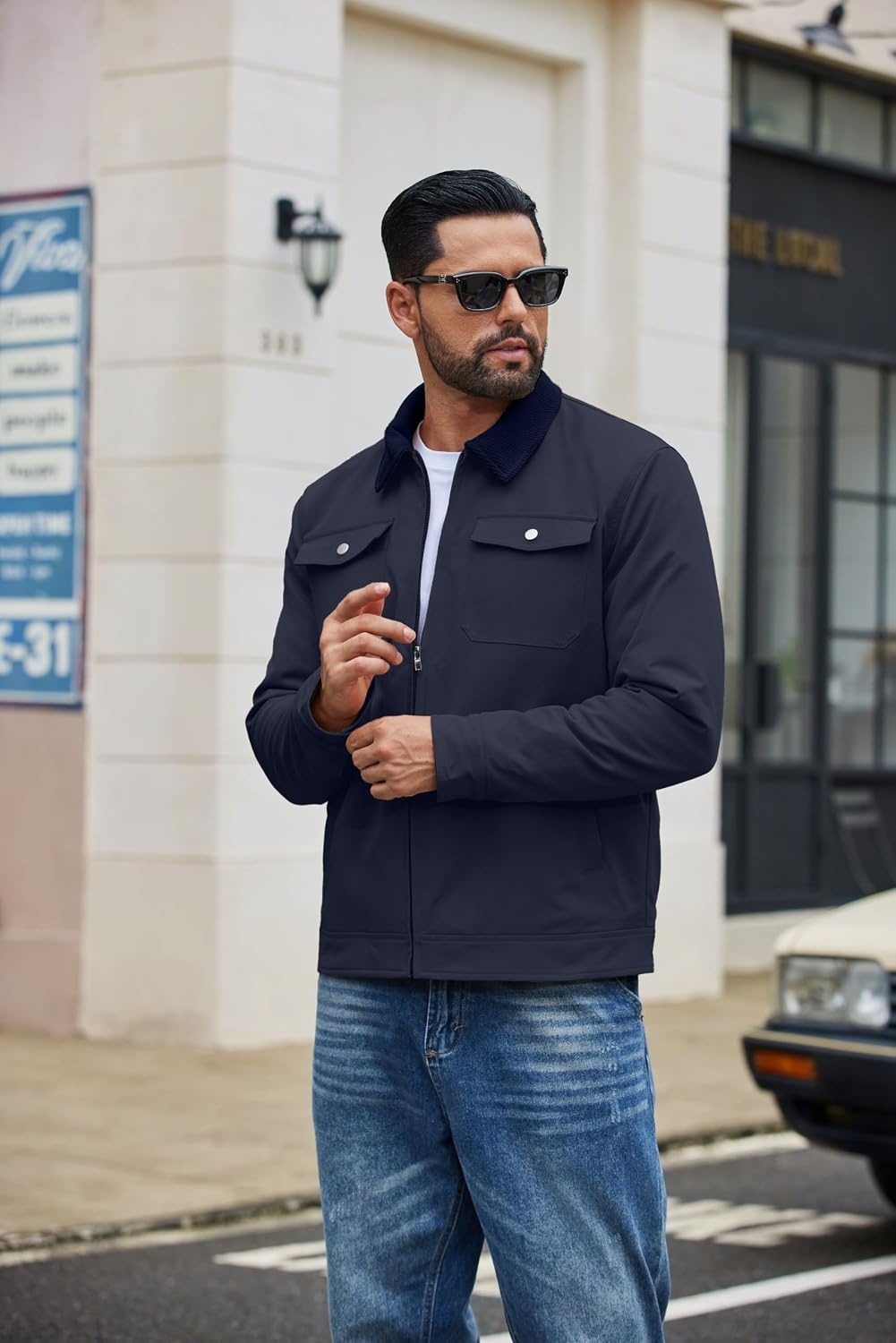 image:imageCOOFANDY Mens Casual Work Jacket Quilted Lined Jackets Fall Winter CoatNavy Blue