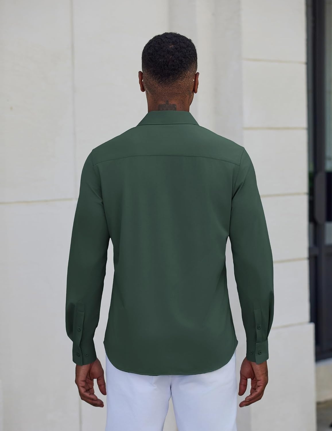 image:imageCOOFANDY Mens Dress Shirt Long Sleeve Wrinkle Free Casual Button Down ShirtArmy Green