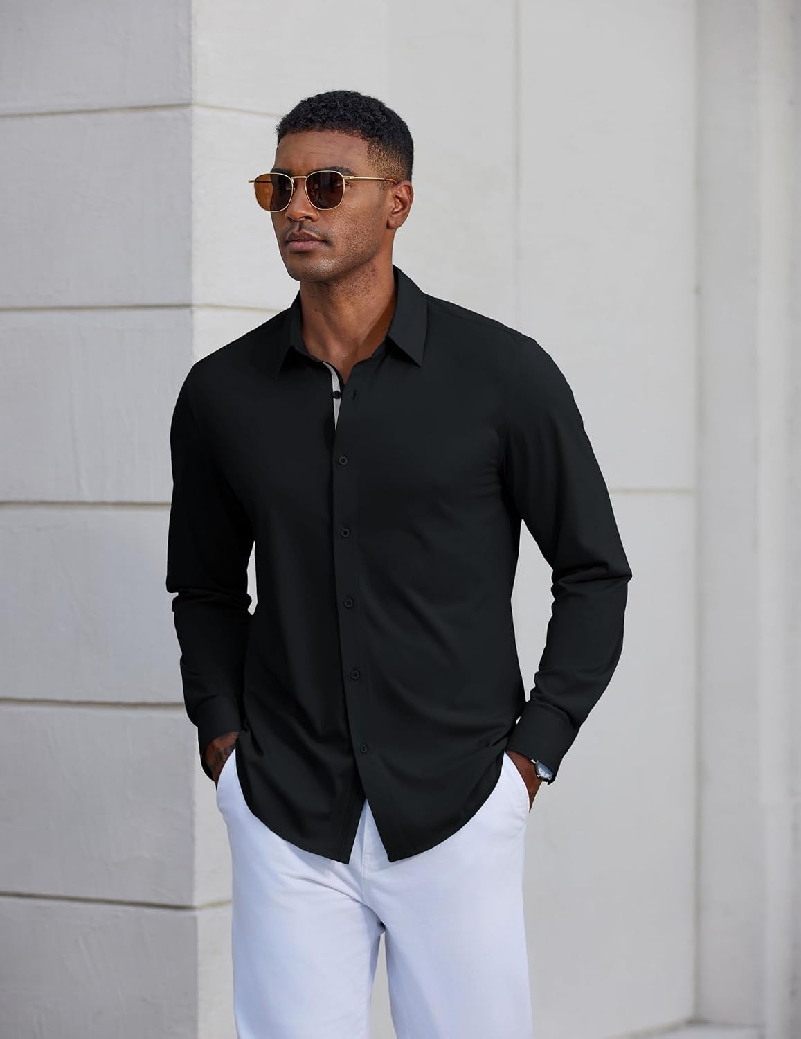 image:imageCOOFANDY Mens Dress Shirt Long Sleeve Wrinkle Free Casual Button Down ShirtBlack