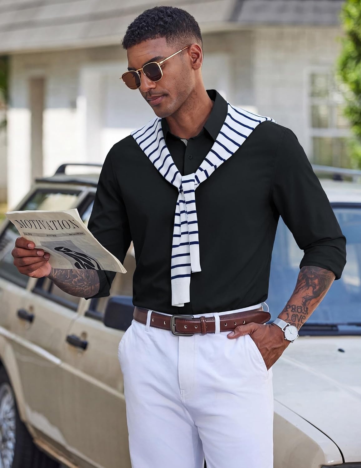 image:imageCOOFANDY Mens Dress Shirt Long Sleeve Wrinkle Free Casual Button Down ShirtBlack