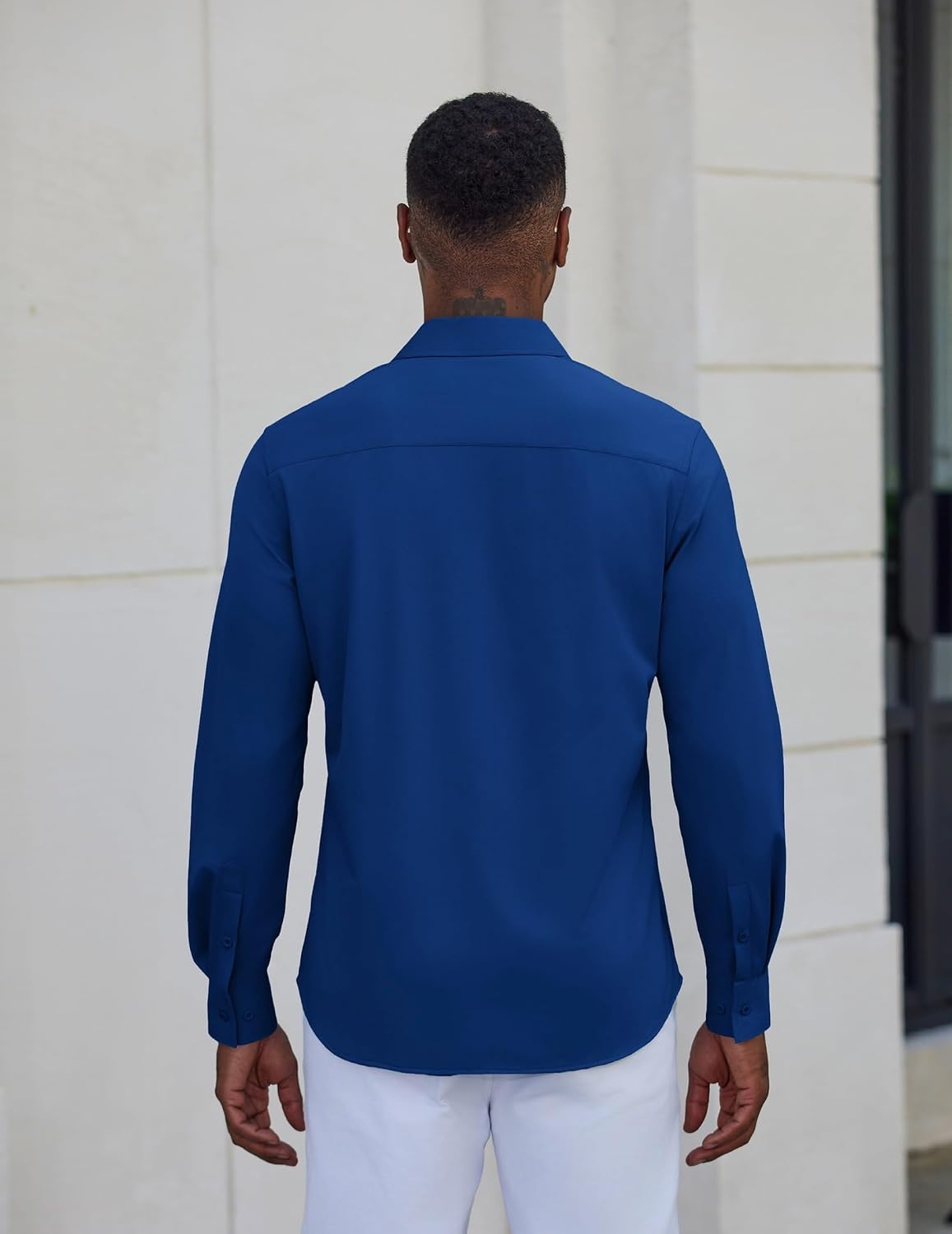image:imageCOOFANDY Mens Dress Shirt Long Sleeve Wrinkle Free Casual Button Down ShirtDark Blue
