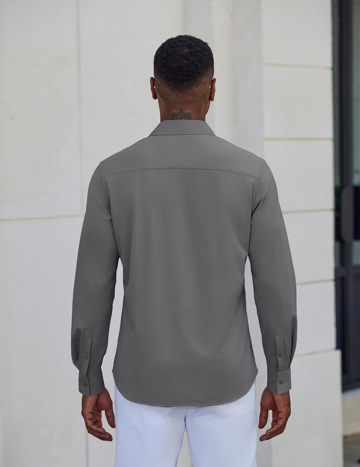 image:imageCOOFANDY Mens Dress Shirt Long Sleeve Wrinkle Free Casual Button Down ShirtDark Grey
