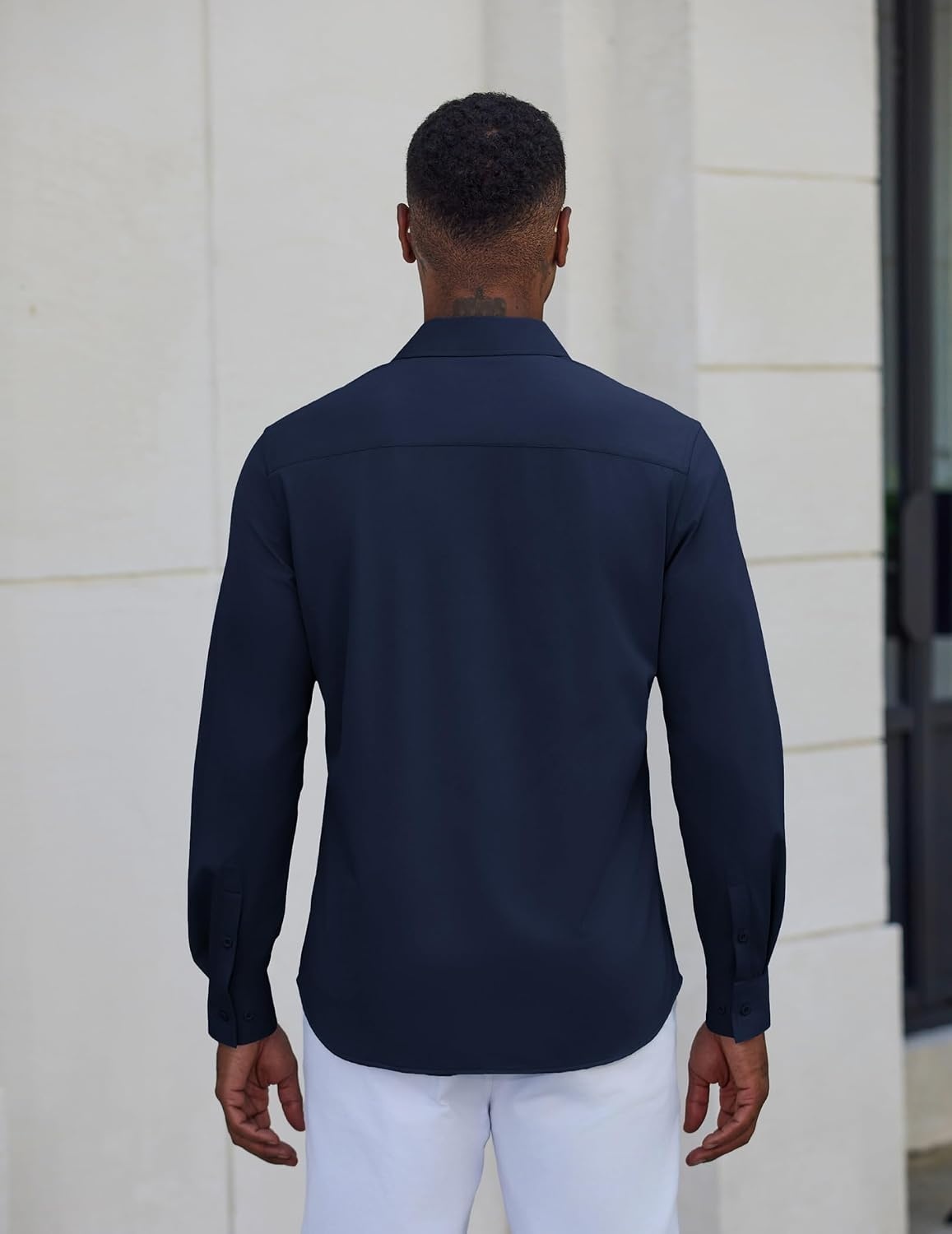 image:imageCOOFANDY Mens Dress Shirt Long Sleeve Wrinkle Free Casual Button Down ShirtNavy Blue