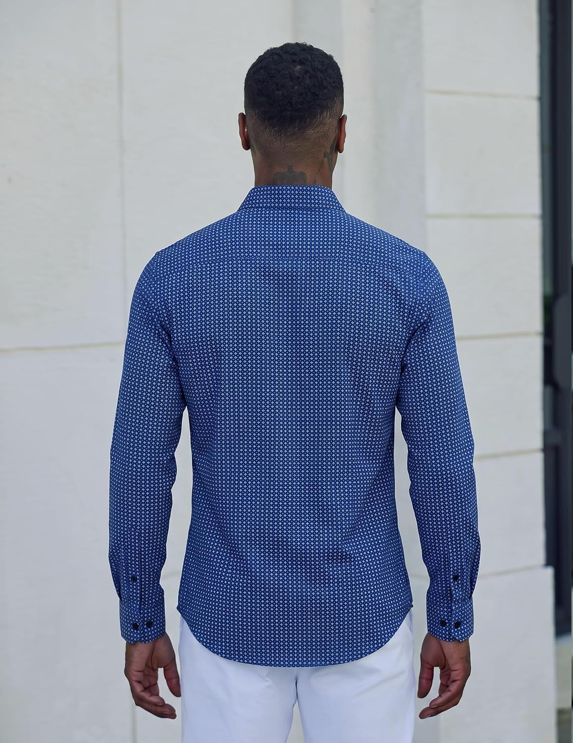 image:imageCOOFANDY Mens Dress Shirt Long Sleeve Wrinkle Free Casual Button Down ShirtWhite Blue Square