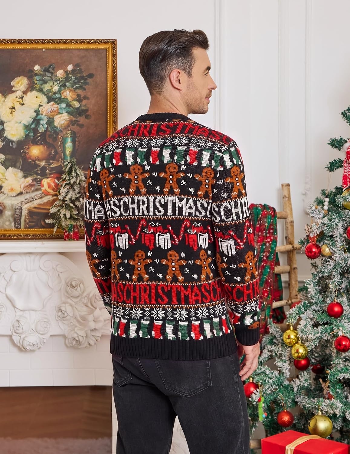image:imageCOOFANDY Mens Ugly Christmas Sweater Knitted Christmas Cardigan SweaterChristmas Giftgingerbread