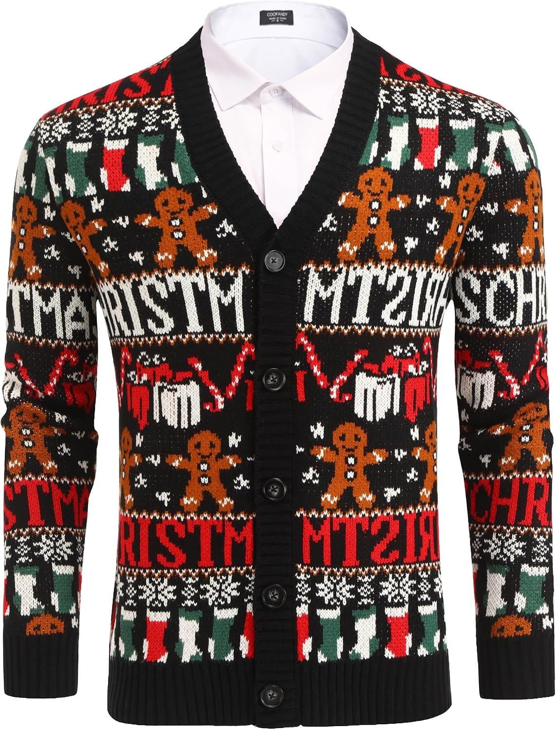 image:imageCOOFANDY Mens Ugly Christmas Sweater Knitted Christmas Cardigan SweaterChristmas Giftgingerbread