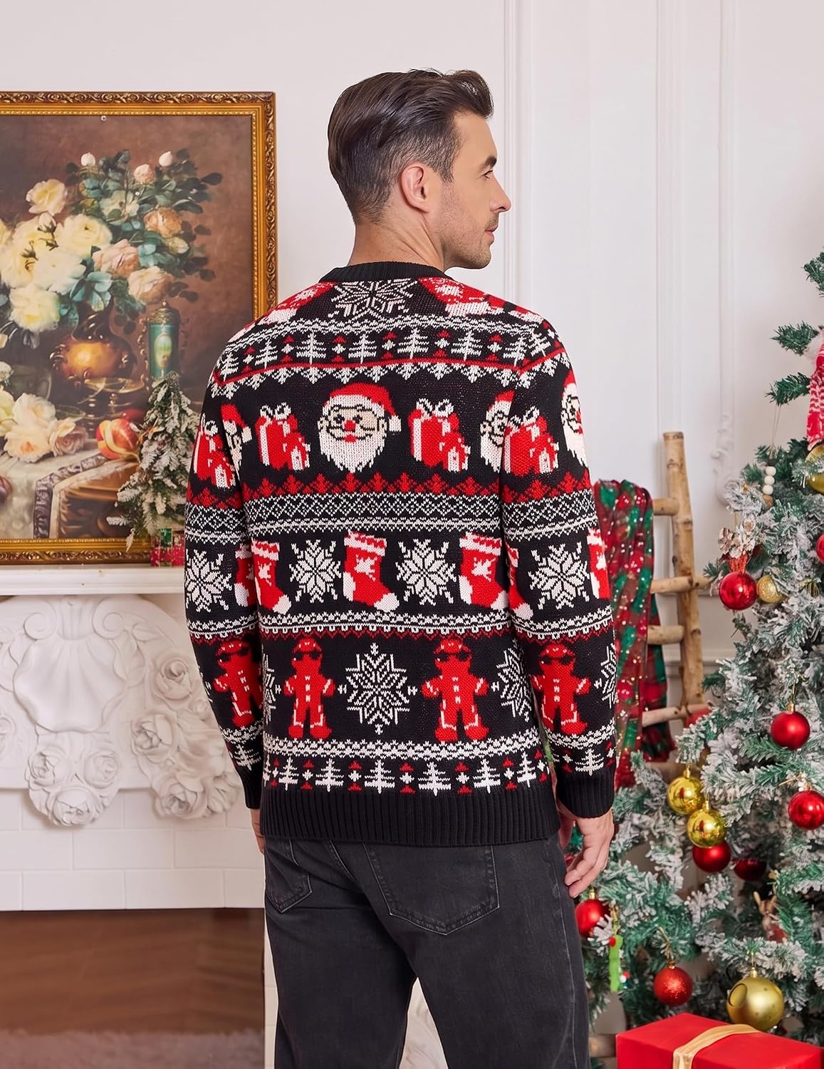 image:imageCOOFANDY Mens Ugly Christmas Sweater Knitted Christmas Cardigan SweaterChristmas Santagift