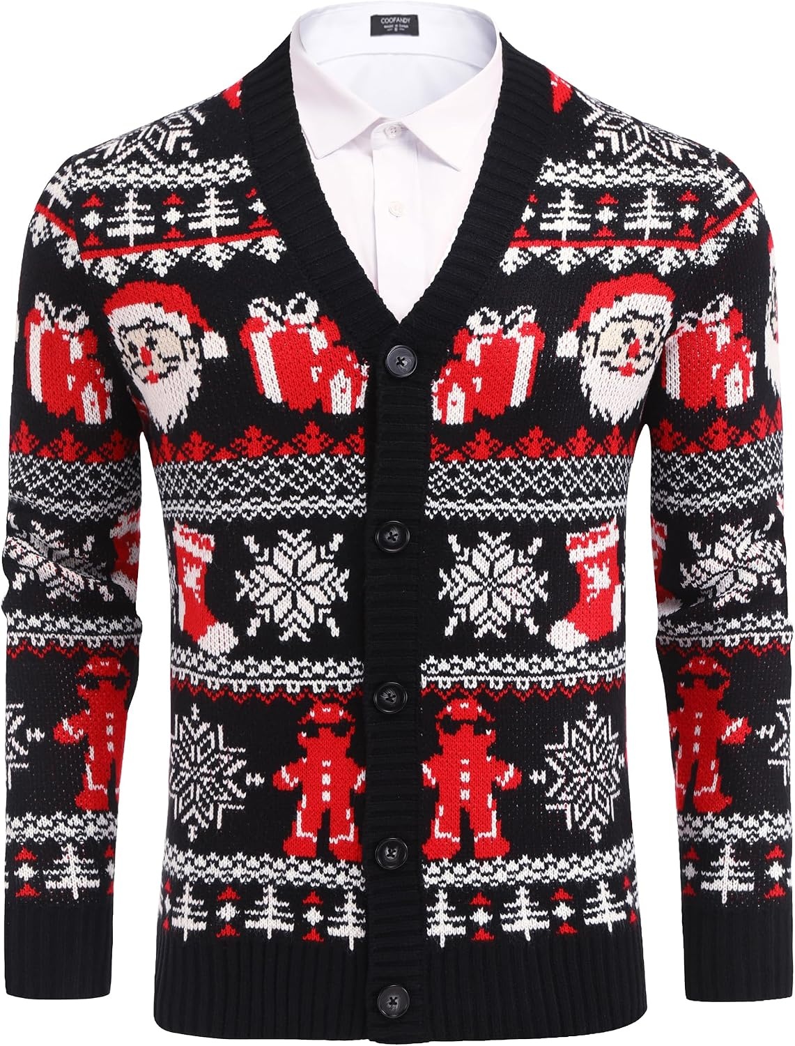 image:imageCOOFANDY Mens Ugly Christmas Sweater Knitted Christmas Cardigan SweaterChristmas Santagift