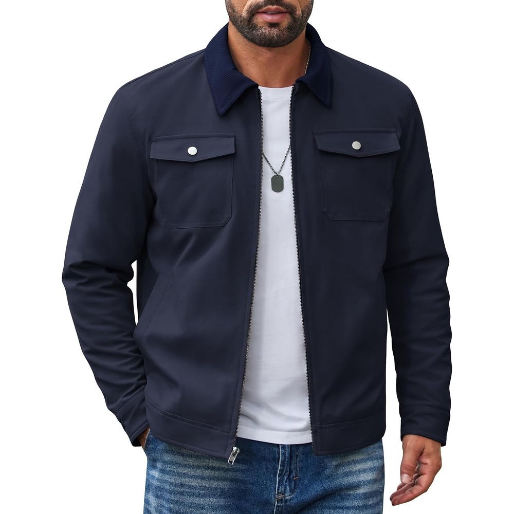 image:imageCOOFANDY Mens Casual Work Jacket Quilted Lined Jackets Fall Winter CoatNavy Blue