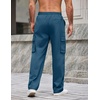 COOFANDY Men Casual Cargo Pants Hiking Joggers Sweatpant with Multi Pockets(Grey Blue)