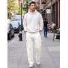 COOFANDY Men Casual Cargo Pants Hiking Joggers Sweatpant with Multi Pockets(White)
