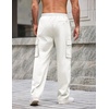 COOFANDY Men Casual Cargo Pants Hiking Joggers Sweatpant with Multi Pockets(White)