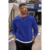 COOFANDY Men’s Crewneck Sweatshirts Fleece Pullover Thermal Casual Shirt(Dark Blue)