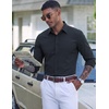 COOFANDY Mens Dress Shirt Long Sleeve Wrinkle Free Casual Button Down Shirt(Black Polka Dots)