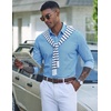 COOFANDY Mens Dress Shirt Long Sleeve Wrinkle Free Casual Button Down Shirt(Blue&white Star)