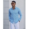 COOFANDY Mens Dress Shirt Long Sleeve Wrinkle Free Casual Button Down Shirt(Blue&white Star)