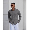 COOFANDY Mens Dress Shirt Long Sleeve Wrinkle Free Casual Button Down Shirt(Dark Grey)