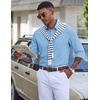COOFANDY Mens Dress Shirt Long Sleeve Wrinkle Free Casual Button Down Shirt(Light Blue)