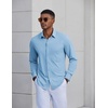 COOFANDY Mens Dress Shirt Long Sleeve Wrinkle Free Casual Button Down Shirt(Light Blue)